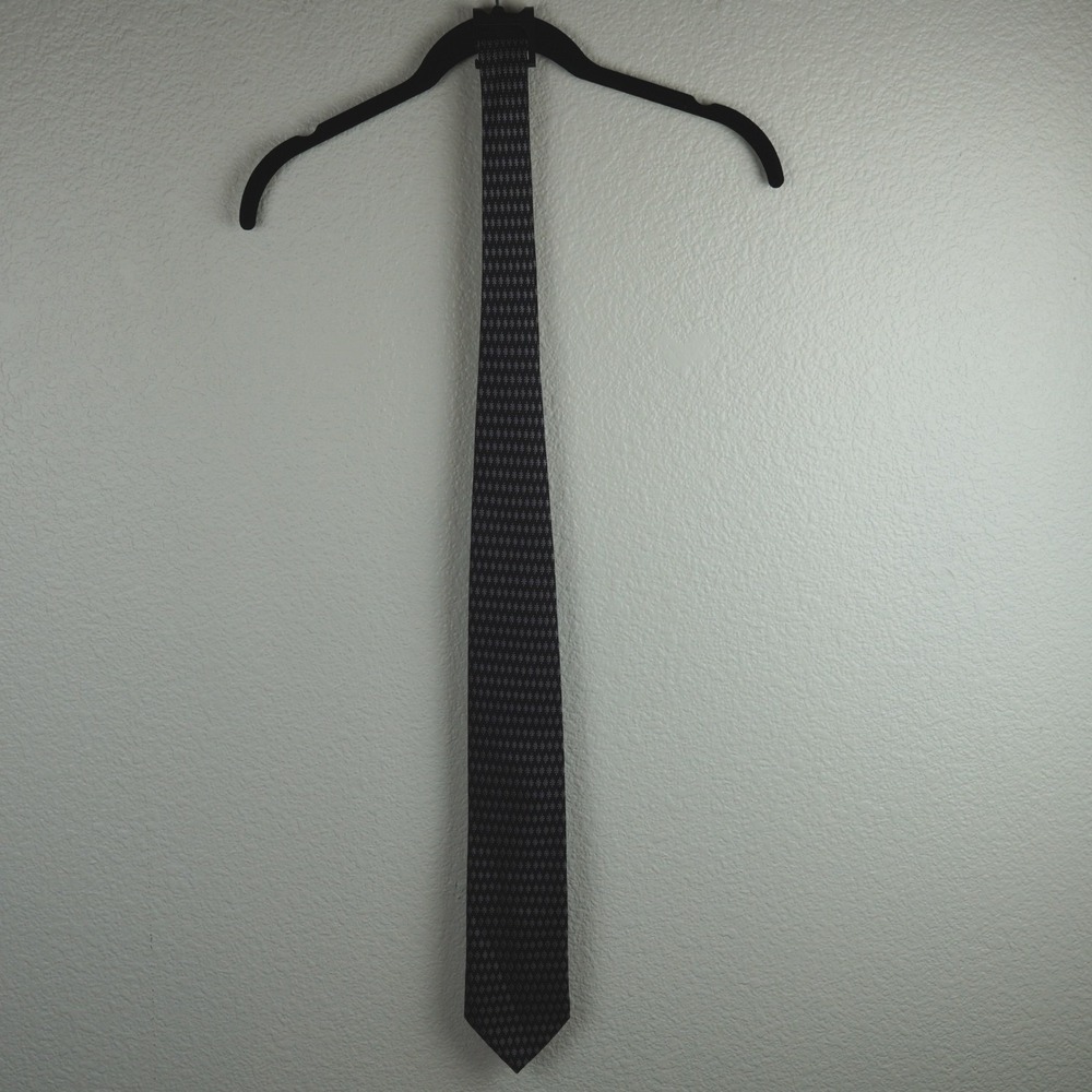 Men's‎ Black Silk Necktie Geometric Pattern Formal Career Dressy Tie